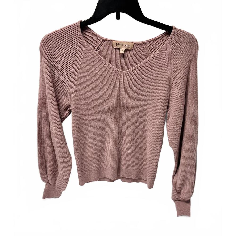 Philosophy Ribbed Knit Sweater - Soft Blush Pink - Size L